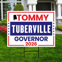 Tommy Tuberville For Alabama Governor 2026 Yard Sign, Corrugated Governor Elections Race Red White & Blue Yard Sign with Metal H-Stake
