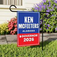 Ken McFeeters For Alabama Governor 2026 Garden Flag, Double Sided, 2026 Governor Flag, Elections Flag, Race Red White & Blue Flag