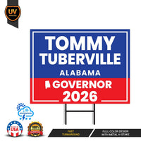 Tommy Tuberville For Alabama Governor 2026 Yard Sign, Corrugated Governor Elections Race Red White & Blue Yard Sign with Metal H-Stake