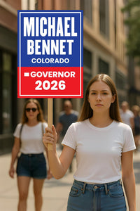 Michael Bennet For Colorado Governor 2026 Election Sign, Political Campaign Sign, Democratic party, Governor Election 2026 Race Poster Sign