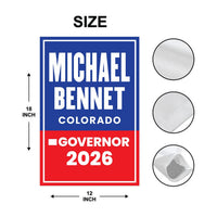 Michael Bennet For Colorado Governor 2026 Garden Flag, Double Sided, 2026 Governor Flag, Elections Flag, Race Red White & Blue Flag