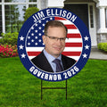 Jim Ellison For New Mexico Governor 2026 Yard Sign, Corrugated Plastic Governor Elections Race Red White & Blue Yard Sign with Metal H-Stake