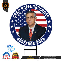 Brad Raffensperger For Georgia Governor Yard Sign - Coroplast 2026 Governor Elections Race Red White & Blue Yard Sign with Metal H-Stake