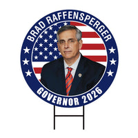 Brad Raffensperger For Georgia Governor Yard Sign - Coroplast 2026 Governor Elections Race Red White & Blue Yard Sign with Metal H-Stake
