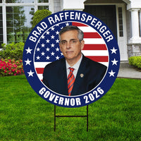 Brad Raffensperger For Georgia Governor Yard Sign - Coroplast 2026 Governor Elections Race Red White & Blue Yard Sign with Metal H-Stake