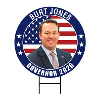 Burt Jones For Georgia Governor Yard Sign - Coroplast 2026 Governor Elections Race Red White & Blue Yard Sign with Metal H-Stake