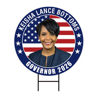 Keisha Lance Bottoms For Georgia Governor Yard Sign - Coroplast 2026 Governor Elections Race Red White & Blue Yard Sign with Metal H-Stake
