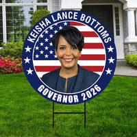 Keisha Lance Bottoms For Georgia Governor Yard Sign - Coroplast 2026 Governor Elections Race Red White & Blue Yard Sign with Metal H-Stake
