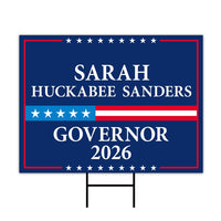 Sarah Huckabee Sanders For Arkansas Governor 2026 Yard Sign, Corrugated Governor Elections Race Red White Blue Yard Sign with Metal H-Stake