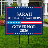 Sarah Huckabee Sanders For Arkansas Governor 2026 Yard Sign, Corrugated Governor Elections Race Red White Blue Yard Sign with Metal H-Stake