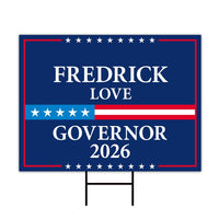 Fredrick Love For Arkansas Governor 2026 Yard Sign, Corrugated Plastic Governor Elections Race Red White & Blue Yard Sign with Metal H-Stake