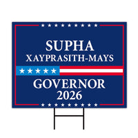 Supha Xayprasith-Mays For Arkansas Governor 2026 Yard Sign, Corrugated Governor Elections Race Red White & Blue Yard Sign with Metal H-Stake