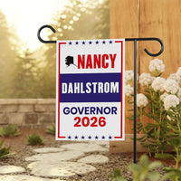 Nancy Dahlstrom For Alaska Governor 2026 Garden Flag, Double Sided, 2026 Governor Flag, Elections Flag, Race Red White & Blue Flag