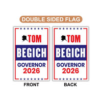 Tom Begich For Alaska Governor 2026 Garden Flag, Double Sided, 2026 Governor Flag, Elections Flag, Race Red White & Blue Flag