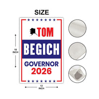 Tom Begich For Alaska Governor 2026 Garden Flag, Double Sided, 2026 Governor Flag, Elections Flag, Race Red White & Blue Flag