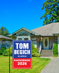 Tom Begich For Alaska Governor 2026 Garden Flag, Double Sided, 2026 Governor Flag, Elections Flag, Race Red White & Blue Flag