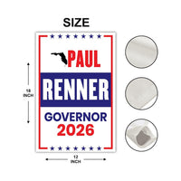 Paul Renner For Florida Governor 2026 Garden Flag, Double Sided, 2026 Governor Flag, Republican, Elections Flag, Race Red White & Blue Flag