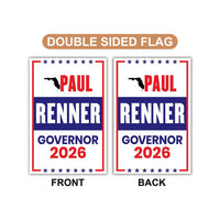 Paul Renner For Florida Governor 2026 Garden Flag, Double Sided, 2026 Governor Flag, Republican, Elections Flag, Race Red White & Blue Flag