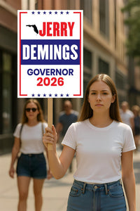 Jerry Demings For Florida Governor 2026 Election Sign, Political Campaign Sign, Democratic party, Governor Election 2026 Race Poster Sign