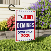 Jerry Demings For Florida Governor 2026 Garden Flag, Double Sided, 2026 Governor Flag, Democrate, Elections Flag, Race Red White & Blue Flag