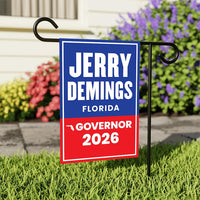 Jerry Demings For Florida Governor 2026 Garden Flag, Double Sided, 2026 Governor Flag, Democrate, Elections Flag, Race Red White & Blue Flag