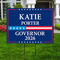 Katie Porter For California Governor 2026 Yard Sign, Corrugated Plastic Governor Elections Race Red White Blue Yard Sign with Metal H-Stake