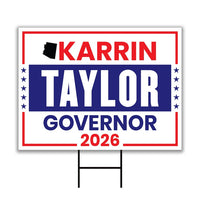 Karrin Taylor Robson For Arizona Governor 2026 Yard Sign, Corrugated Governor Elections Race Red White & Blue Yard Sign with Metal H-Stake
