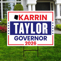 Karrin Taylor Robson For Arizona Governor 2026 Yard Sign, Corrugated Governor Elections Race Red White & Blue Yard Sign with Metal H-Stake