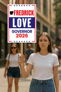 Fredrick Love For Arkansas Governor 2026 Election Sign, Political Campaign Sign, Democratic party, Governor Election 2026 Race Poster Sign