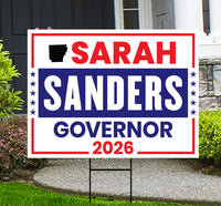 Sarah Huckabee Sanders For Arkansas Governor 2026 Yard Sign, Corrugated Governor Elections Race Red White Blue Yard Sign with Metal H-Stake