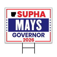 Supha Xayprasith-Mays For Arkansas Governor 2026 Yard Sign, Corrugated Governor Elections Race Red White & Blue Yard Sign with Metal H-Stake