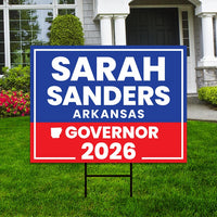 Sarah Huckabee Sanders For Arkansas Governor 2026 Yard Sign, Corrugated Governor Elections Race Red White Blue Yard Sign with Metal H-Stake