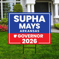 Supha Xayprasith-Mays For Arkansas Governor 2026 Yard Sign, Corrugated Governor Elections Race Red White & Blue Yard Sign with Metal H-Stake