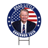 Brad Little For Idaho Governor Yard Sign - Coroplast 2026 Governor Elections Race Red White & Blue Yard Sign with Metal H-Stake