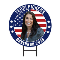 Terri Pickens For Idaho Governor Yard Sign - Coroplast 2026 Governor Elections Race Red White & Blue Yard Sign with Metal H-Stake