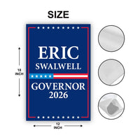 Eric Swalwell For California Governor 2026 Garden Flag, Double Sided, 2026 Governor Flag, Elections Flag, Race Red White & Blue Flag