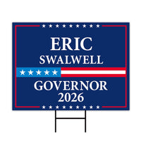 Eric Swalwell For California Governor 2026 Yard Sign, Corrugated Plastic Governor Elections Race Red White Blue Yard Sign with Metal H-Stake