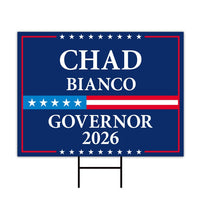 Chad Bianco For California Governor 2026 Yard Sign, Corrugated Plastic Governor Elections Race Red White & Blue Yard Sign with Metal H-Stake