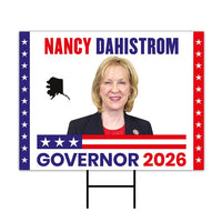 Nancy Dahlstrom For Alaska Governor 2026 Yard Sign, Corrugated Plastic Governor Elections Race Red White & Blue Yard Sign with Metal H-Stake
