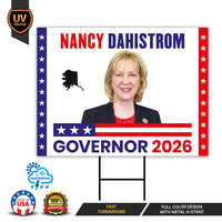 Nancy Dahlstrom For Alaska Governor 2026 Yard Sign, Corrugated Plastic Governor Elections Race Red White & Blue Yard Sign with Metal H-Stake
