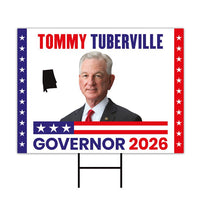 Tommy Tuberville For Alabama Governor 2026 Yard Sign, Corrugated Governor Elections Race Red White & Blue Yard Sign with Metal H-Stake