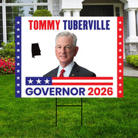 Tommy Tuberville For Alabama Governor 2026 Yard Sign, Corrugated Governor Elections Race Red White & Blue Yard Sign with Metal H-Stake