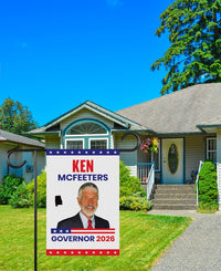 Ken McFeeters For Alabama Governor 2026 Garden Flag, Double Sided, 2026 Governor Flag, Elections Flag, Race Red White & Blue Flag