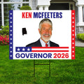 Ken McFeeters For Alabama Governor 2026 Yard Sign, Corrugated Plastic Governor Elections Race Red White & Blue Yard Sign with Metal H-Stake