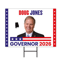 Doug Jones For Alabama Governor 2026 Yard Sign, Corrugated Plastic Governor Elections Race Red White & Blue Yard Sign with Metal H-Stake