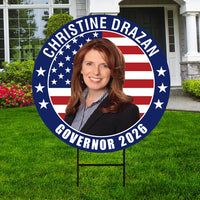 Christine Drazan For Oregon Governor 2026 Yard Sign, Corrugated Plastic Governor Elections Race Red White Blue Yard Sign with Metal H-Stake