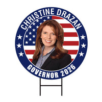 Christine Drazan For Oregon Governor 2026 Yard Sign, Corrugated Plastic Governor Elections Race Red White Blue Yard Sign with Metal H-Stake