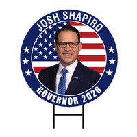 Josh Shapiro For Pennsylvania Governor 2026 Yard Sign, Corrugated Governor Elections Race Red White & Blue Yard Sign with Metal H-Stake