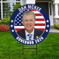 Dan McKee For Rhode Island Governor 2026 Yard Sign, Corrugated Plastic Governor Elections Race Red White & Blue Yard Sign with Metal H-Stake