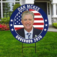 Dan McKee For Rhode Island Governor 2026 Yard Sign, Corrugated Plastic Governor Elections Race Red White & Blue Yard Sign with Metal H-Stake
